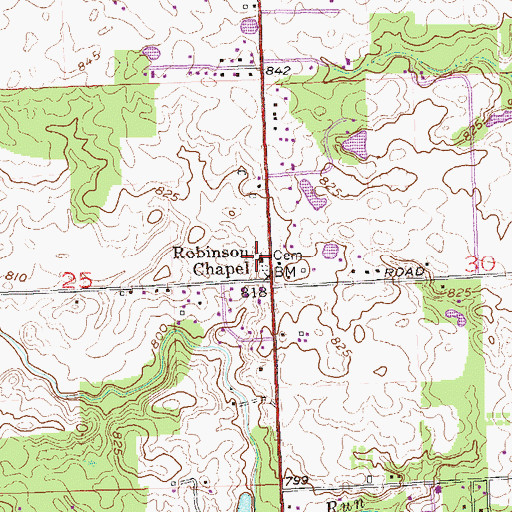 Topographic Map of Robinson Chapel, IN