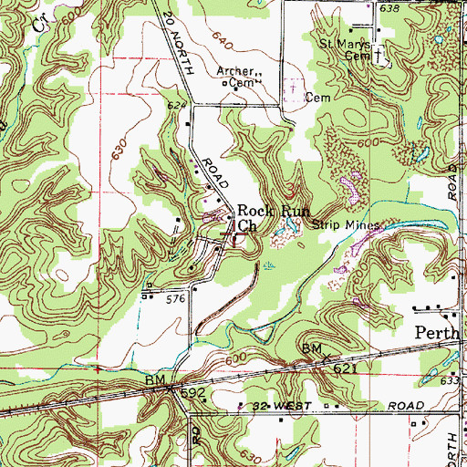 Topographic Map of Rock Run Church, IN