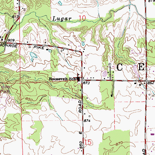 Topographic Map of Roosevelt School, IN