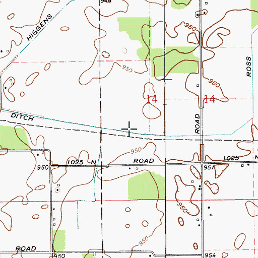 Topographic Map of Ross Ditch, IN