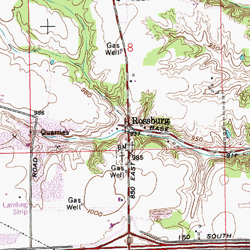 Topographic Map of Rossburg, IN