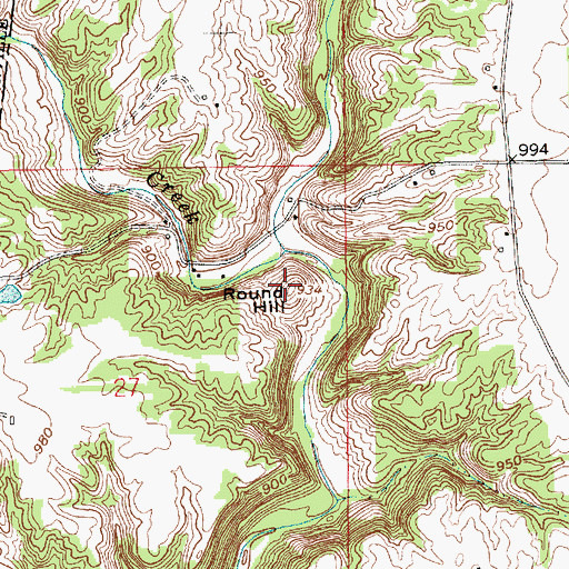 Topographic Map of Round Hill, IN
