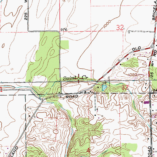 Topographic Map of Saint Creek, IN