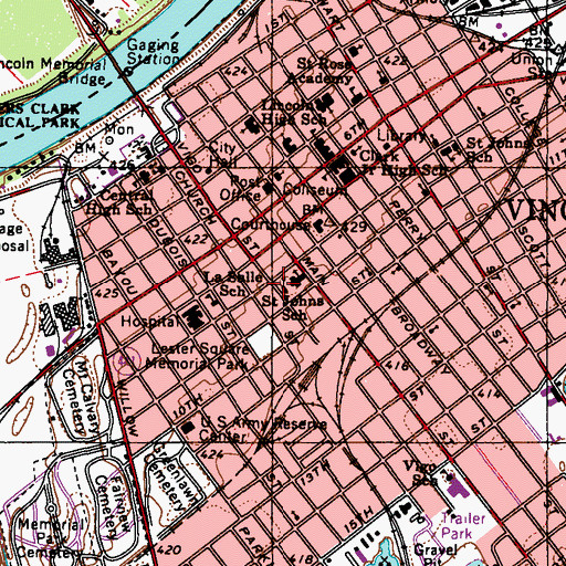 Topographic Map of Saint Johns School, IN