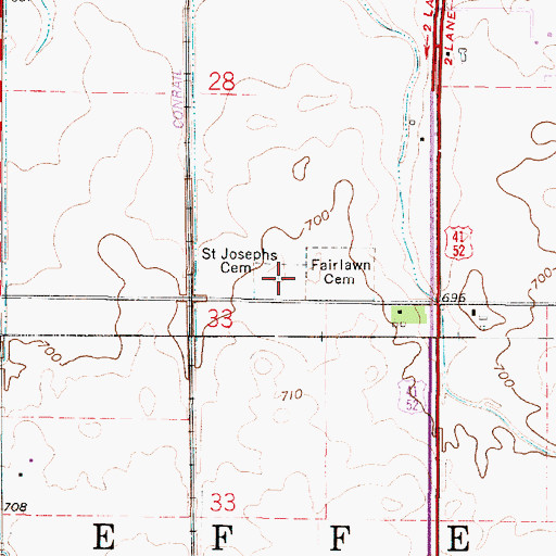 Topographic Map of Saint Josephs Cemetery, IN