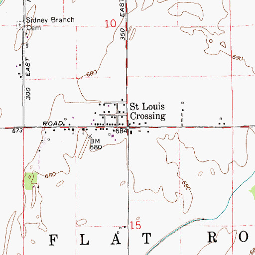 Topographic Map of Saint Louis Crossing, IN