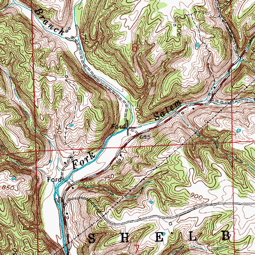 Topographic Map of Salem Branch, IN