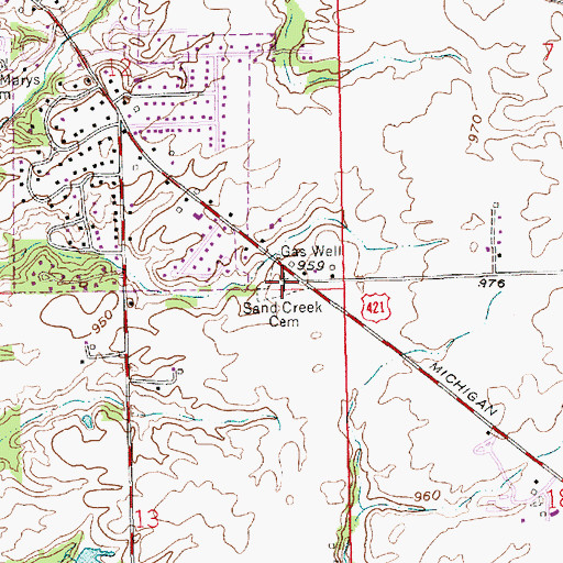 Topographic Map of Sand Creek Cemetery, IN