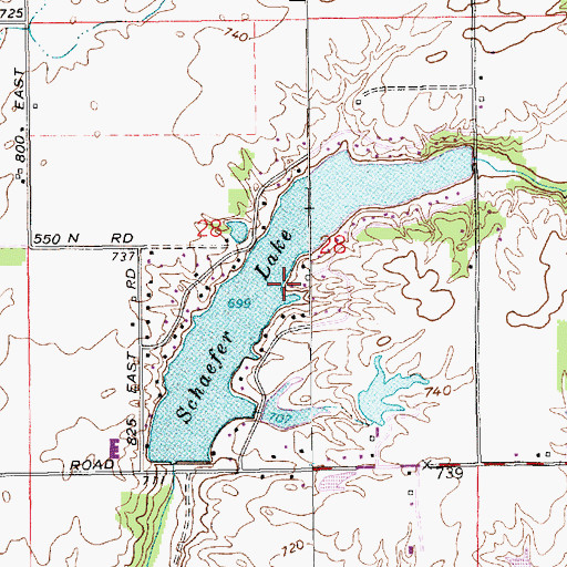 Topographic Map of Schaefer Lake, IN