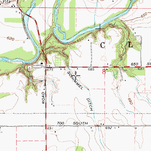 Topographic Map of Schimnel Ditch, IN