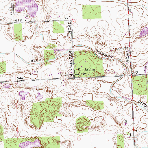Topographic Map of Schlatter Cemetery, IN