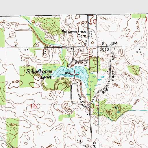Topographic Map of Schockopee Lake, IN