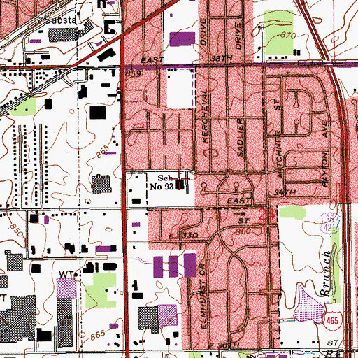 Topographic Map of George H Fisher Elementary School, IN