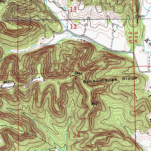 Topographic Map of Schoolhouse Ridge, IN