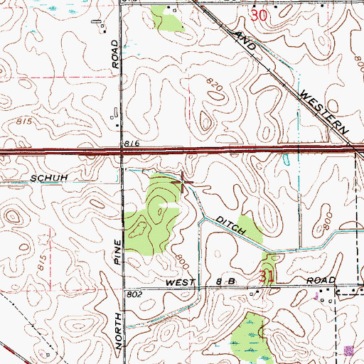 Topographic Map of Schuh Ditch, IN