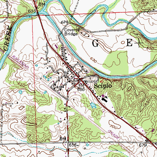 Topographic Map of Scipio, IN