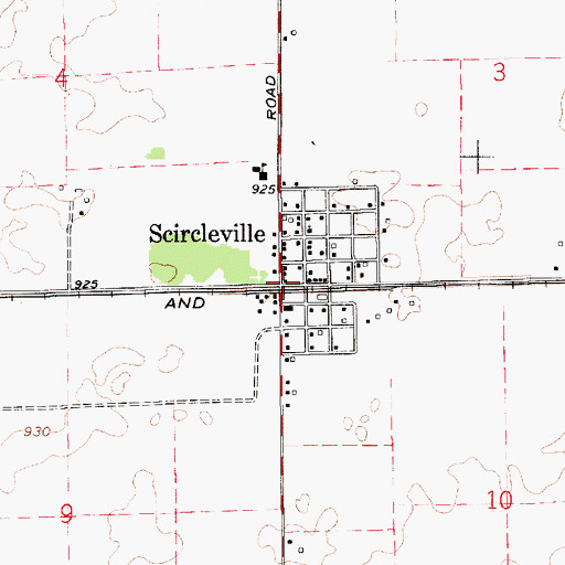 Topographic Map of Scircleville, IN