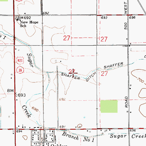 Topographic Map of Shaftey Ditch, IN