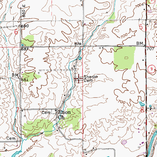 Topographic Map of Sharon Cemetery, IN