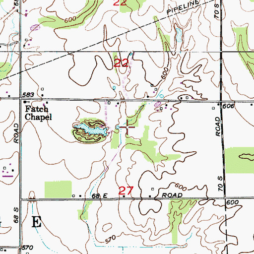 Topographic Map of Shelkett Ditch, IN