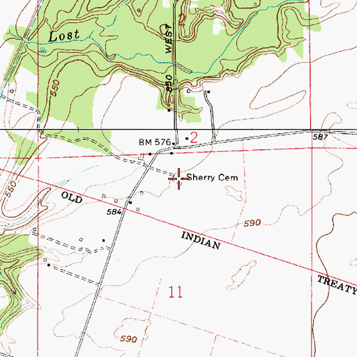 Topographic Map of Sherry Cemetery, IN
