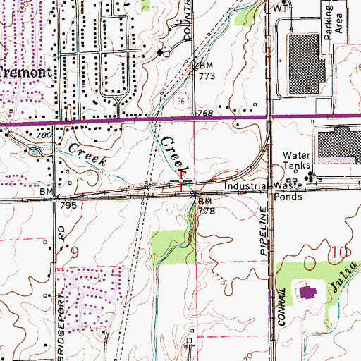 Topographic Map of Shiloh Creek, IN