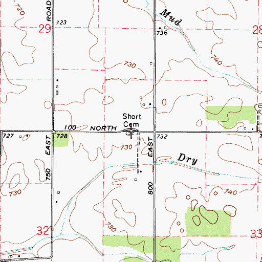 Topographic Map of Dry Run Cemetery, IN
