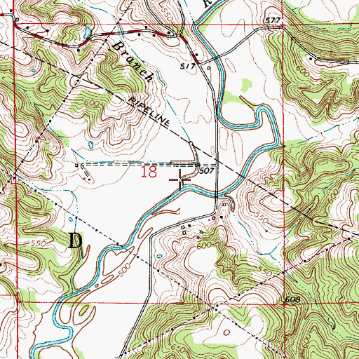 Topographic Map of Skinner Branch, IN