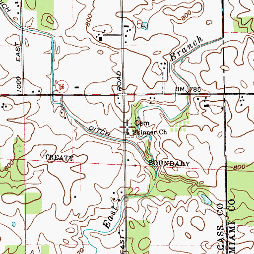 Topographic Map of Skinner Church, IN
