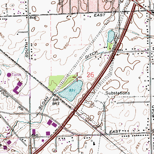 Topographic Map of Sloan Ditch, IN
