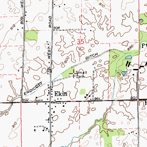 Topographic Map of Small Cemetery, IN