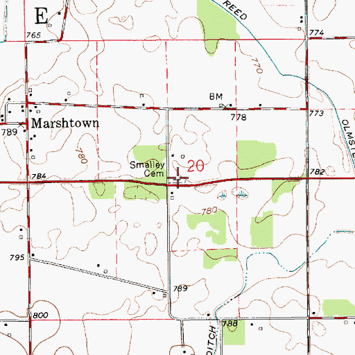 Topographic Map of Smalley Cemetery, IN