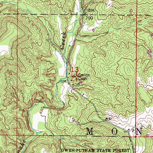 Topographic Map of Smith Cemetery, IN