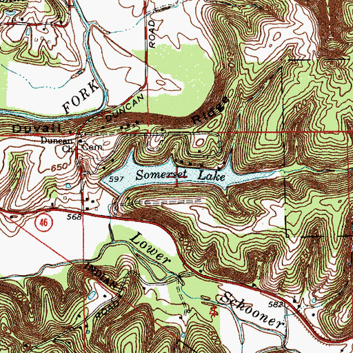 Topographic Map of Somerset Lake, IN