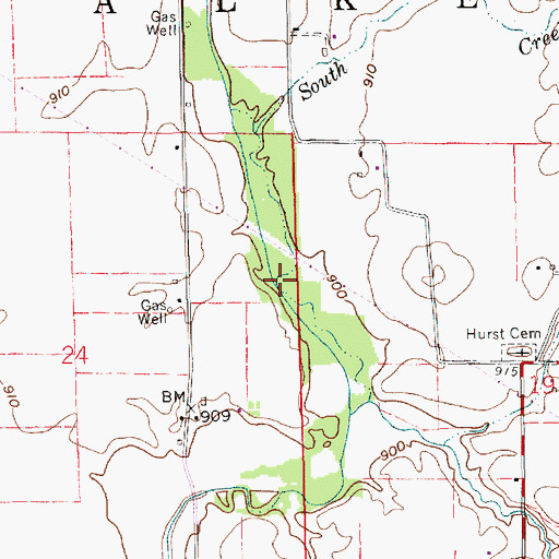 Topographic Map of South Creek, IN