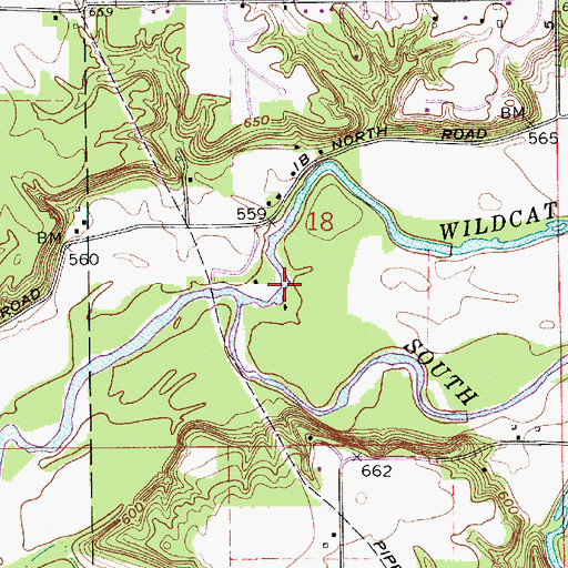 Topographic Map of South Fork Wildcat Creek, IN