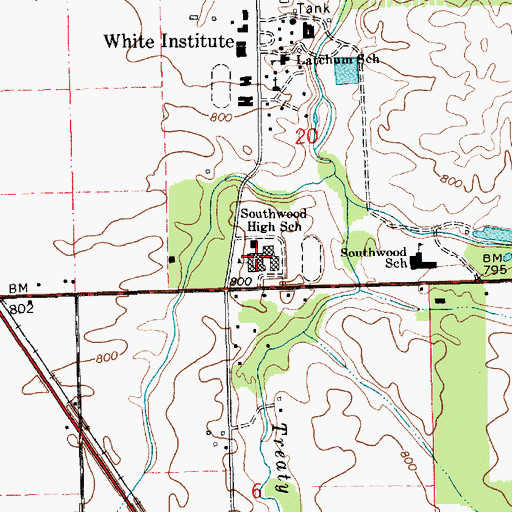 Topographic Map of Southwood Junior-Senior High School, IN
