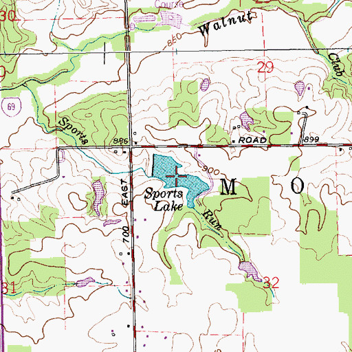 Topographic Map of Sports Lake, IN