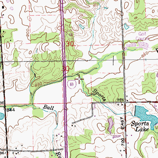 Topographic Map of Sports Run, IN