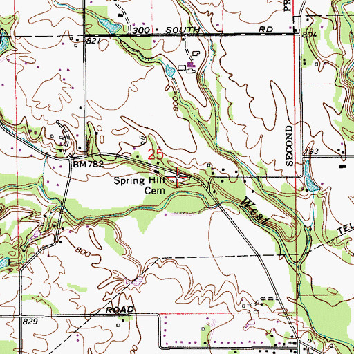 Topographic Map of Spring Hill Cemetery, IN