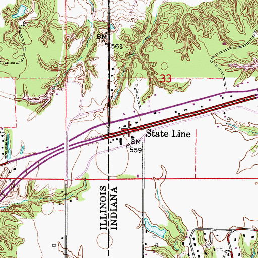 Topographic Map of State Line, IN