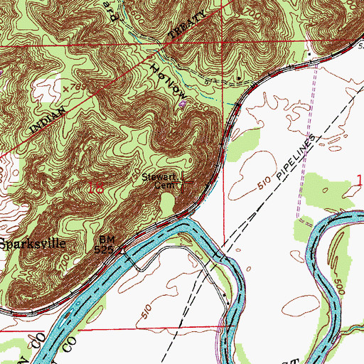 Topographic Map of Stewart Cemetery, IN