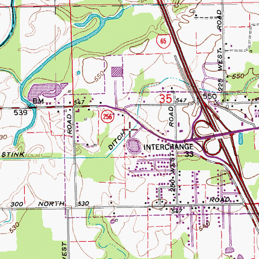 Topographic Map of Stink Ditch, IN