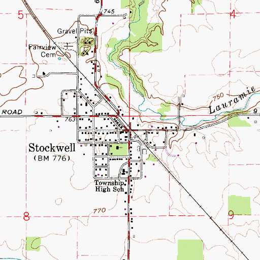 Topographic Map of Stockwell, IN