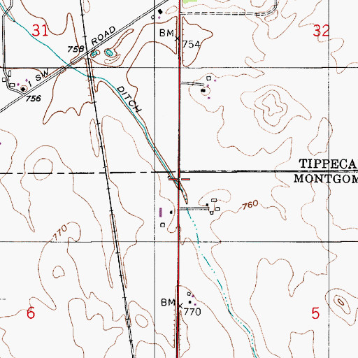Topographic Map of Stoddard Ditch, IN