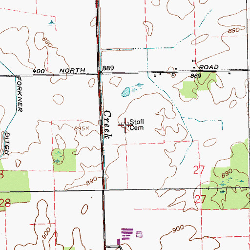 Topographic Map of Stoll Cemetery, IN