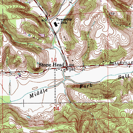 Topographic Map of Stone Head, IN