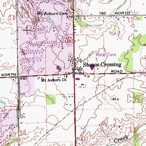 Topographic Map of Stones Crossing, IN