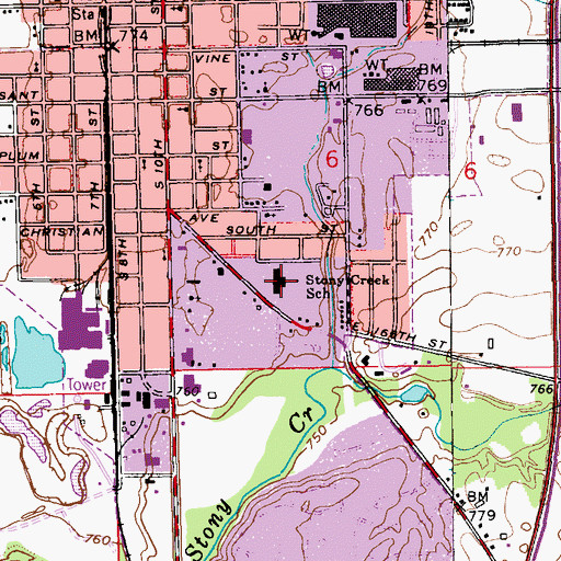 Topographic Map of Stony Creek Elementary School, IN