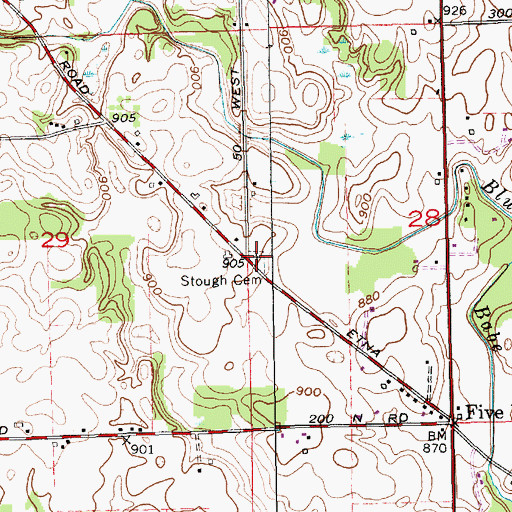 Topographic Map of Stough Cemetery, IN